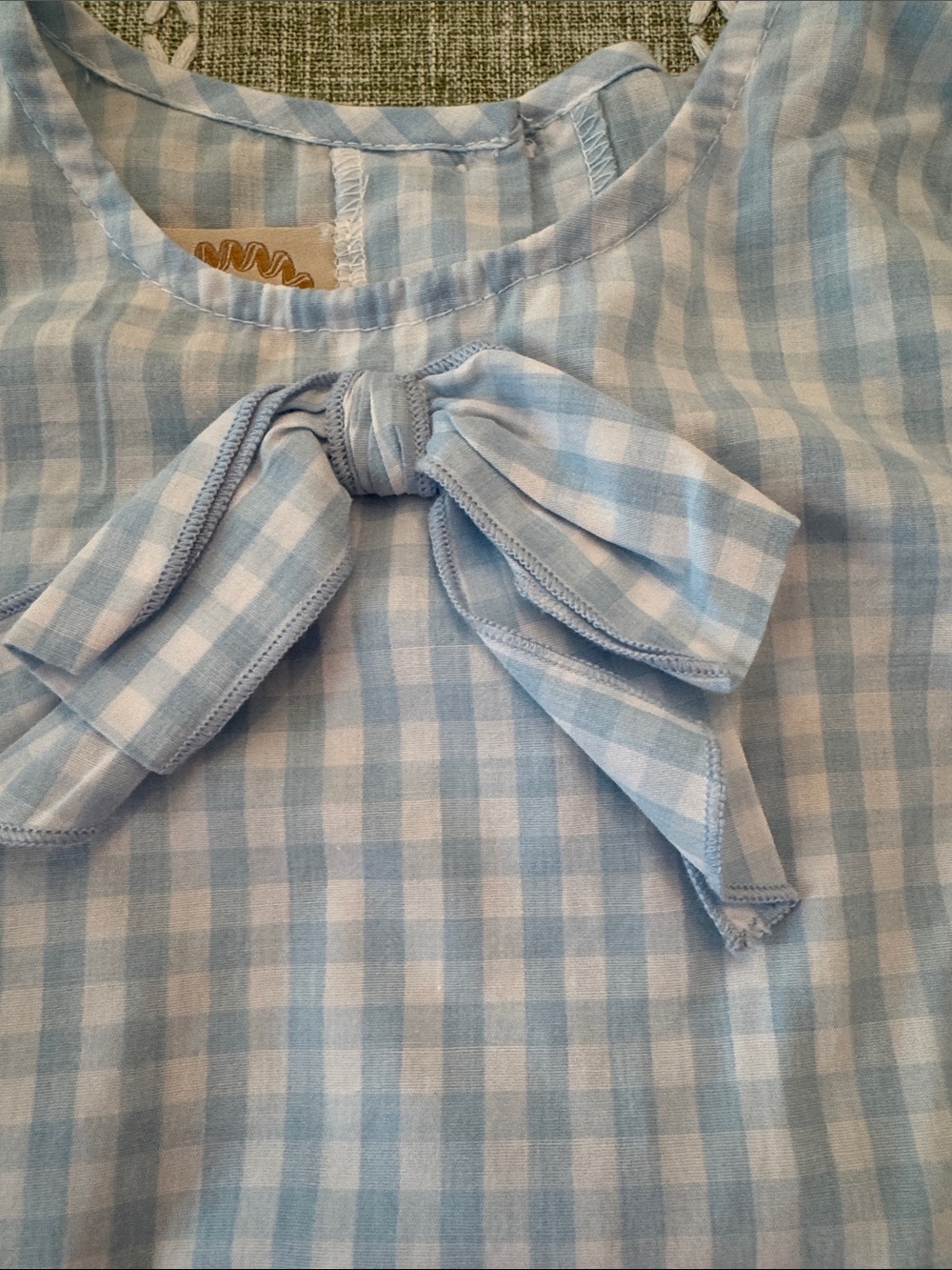 The Beaufort Bonnet Company Light Blue & White Gingham Bow Blouse - Picture 5 of 7